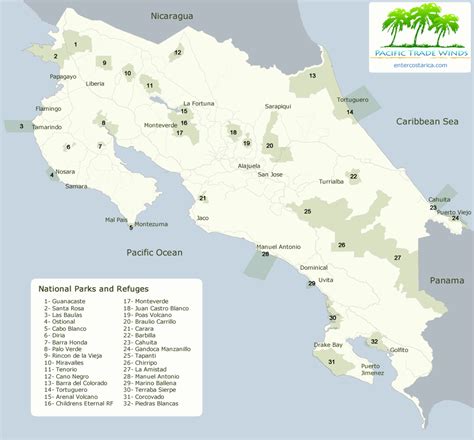 Costa Rica National Parks Map