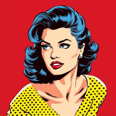 Premium Vector Op Art Pinup Girl Retro Color Style Comic Glamour