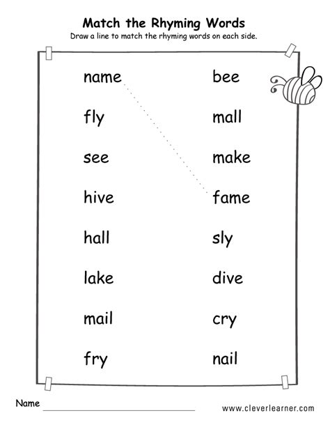 Rhyming Words Sheets For Kindergarten Iweky