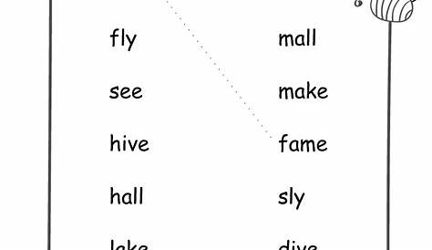 Rhyme words matching worksheets for kindergarten and preschool kids