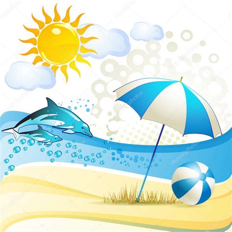 Beach With Umbrella Stock Illustration By ©merlinul 6530749