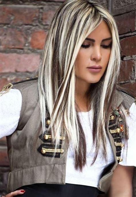 Pick brown hair with highlights for an exciting new look. Dark Brown Hair with White Blonde Streaks | Fashion Trends ...