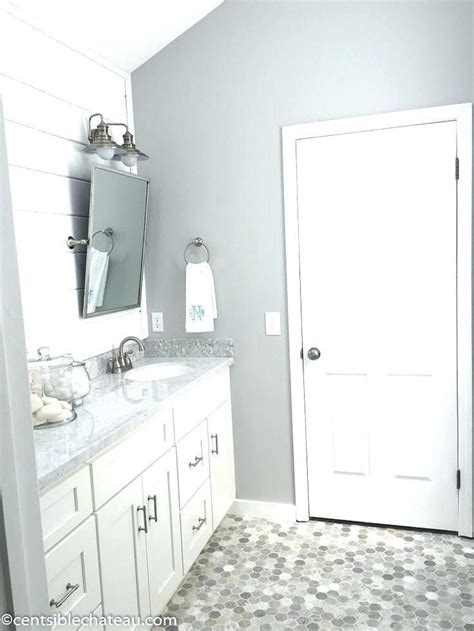 To add contrast, switch up your shower tiles. Bathroom Paint Ideas With Grey Vanity | Small bathroom ...