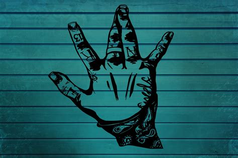Westside Hand Sign Tattoed Hand Bandana Tied On Hand Svg Etsy