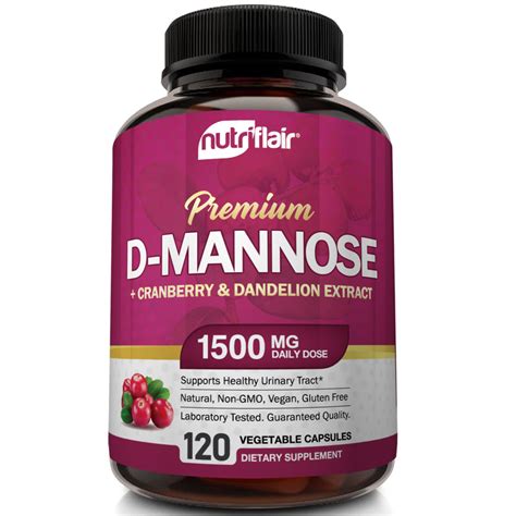 D-Mannose with Cranberry & Dandelion Extract - 120 Capsules | NutriFlair