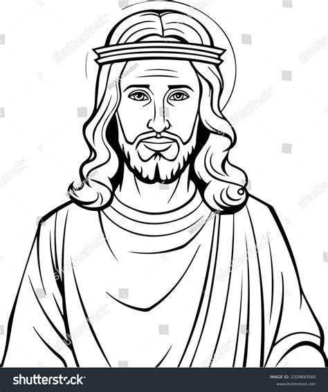 Lord Jesus Christ Black White Colouring Stock Vector Royalty Free