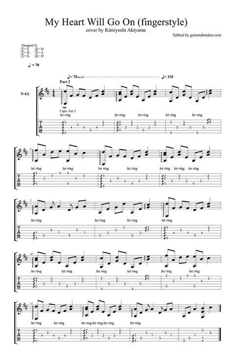 (shane:) c so let's take tonight and never let go. My Heart Will Go On fingerstyle guitar tab - pdf guitar ...