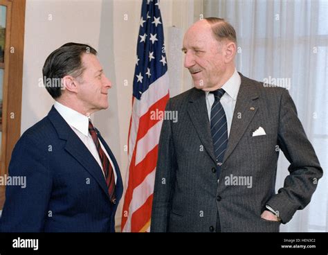 Secretary Of Defense Caspar W Weinberger Meets With Secretary General