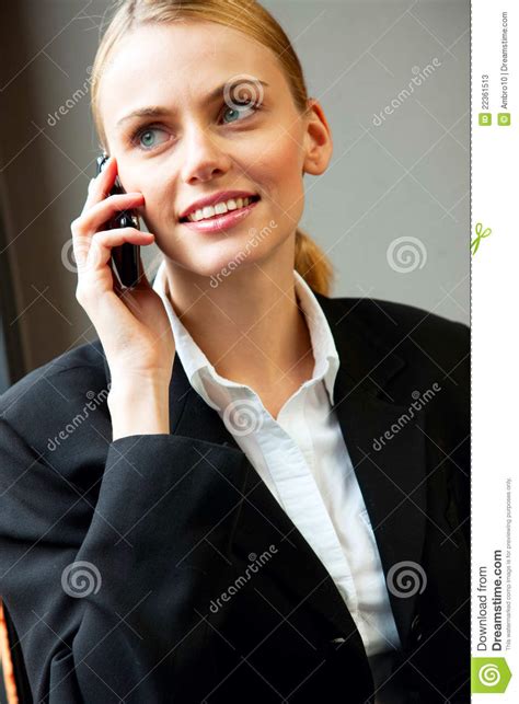 Smiling Businesswoman Talking On Cell Phone Stock Image Image Of Adults Occupation 22361513