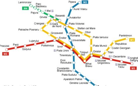 Distribuiti pe cinci linii magistrale si 63 de statii. Magistrala de metrou Bucuresti-Otopeni ar putea fi inaugurata in 2017 sau in 2018