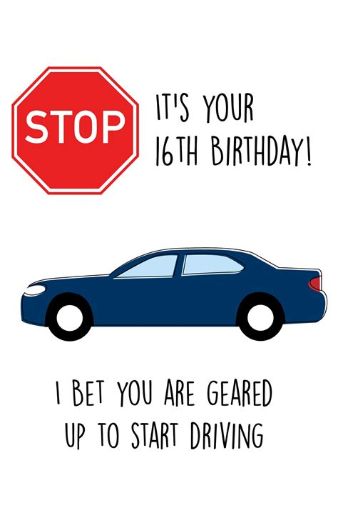 16th Birthday Card Birthday Card For New Driver 16th Etsy