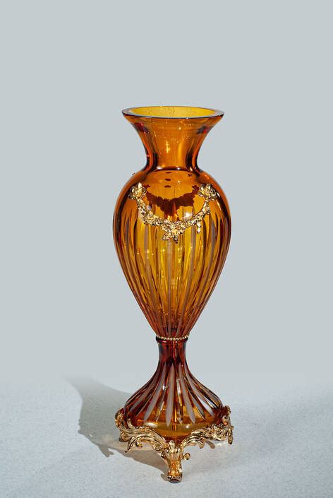 V 1284 Vase Amber Crystal David Michael Furniture