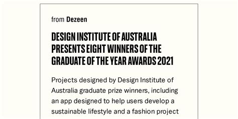 Design Institute Of Australia Presents Eight Winners Of The Graduate Of