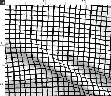 Spoonflower Fabric Grid Simple Black White Classic