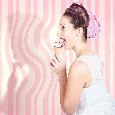 Ice Cream Pin Up Poster Girl Licking Waffle Cone Photograph By Jorgo