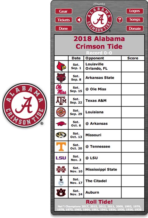 The sec has officially released its football schedule for the 2021 season. Get your 2018 Alabama Crimson Tide Football Schedule Dashboard Widget - Roll … | Alabama crimson ...