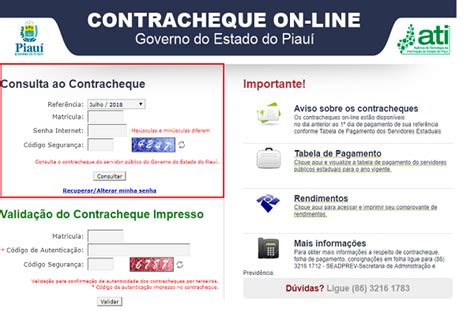 Portal Do Servidor Pi Contracheque Online Recadastramento