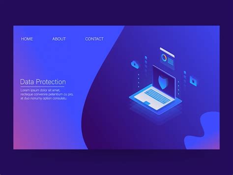 Premium Vector Data Protection Landing Page