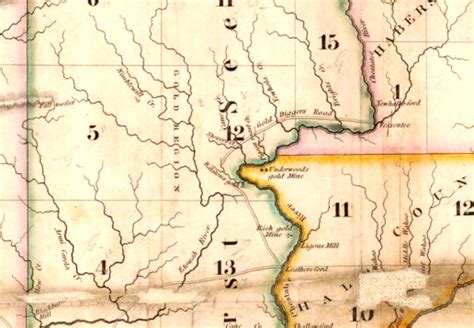 Original Cherokee Nation Map And 1849 Georgia Map With Geological Features