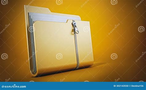Zipped Folder Standing On Yellow Background 3d Illustration Stock