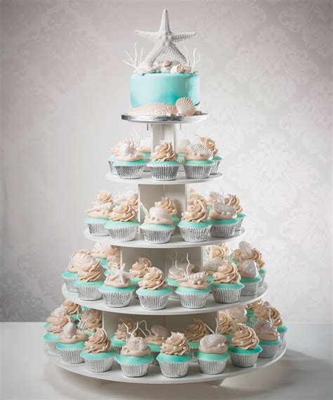 Wedding Cake And Cupcake Tower For A Beach Destination Wedding Beach
