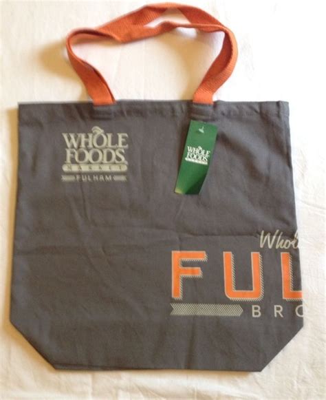 London Whole Foods Fulham Broadway Eco Tote Bag Uk New Gray Orange
