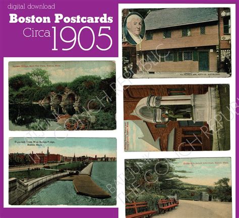 1905 Boston Ma Postcards Five Cards Digital Files Etsy Ny Subway