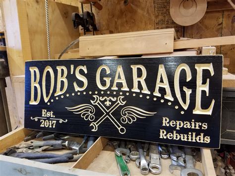 Personalized Garage Sign Custom Made Business Carved Wooden