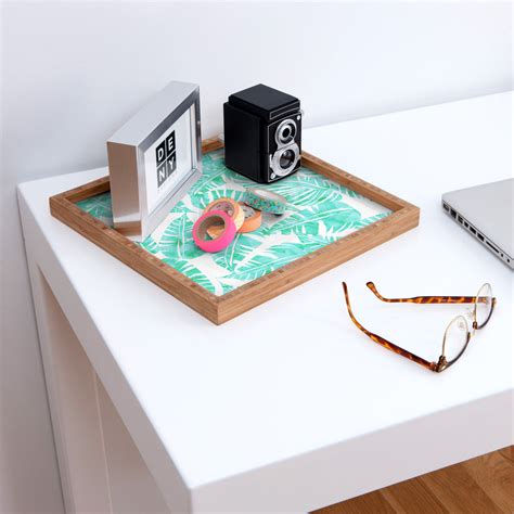 Lani Kai Leaf Mint Square Tray Schatzi Brown