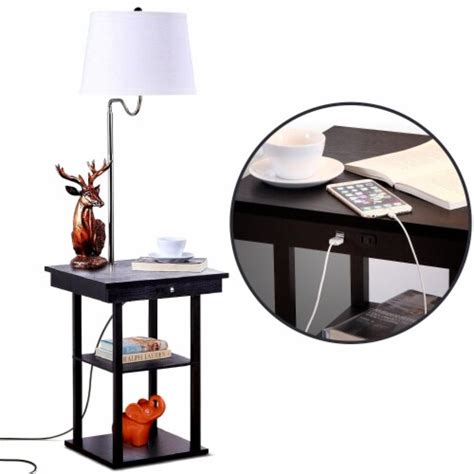Brightech Madison Nightstand Side Table With Built In Lamp And Usb Port