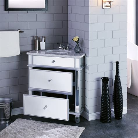 Abbington Mirrored Corner Bathroom Vanity Sink With Drawers Brylane Home