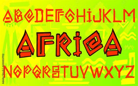 Africa Vector Typeface Alphabetafrican Tribal Boho Font Lettersbrush