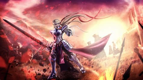 Download Wallpaper 2560x1440 Fantasy Knight Girl Armor Sword Battle
