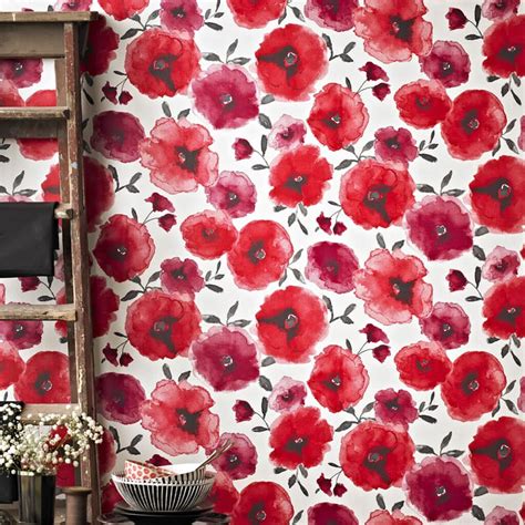 Poppies Red Wallpaper Floral Wallpaper Graham And Brown