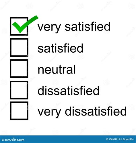Very Satisfied 5 Point Likert Scale Satisfaction Survey Stock