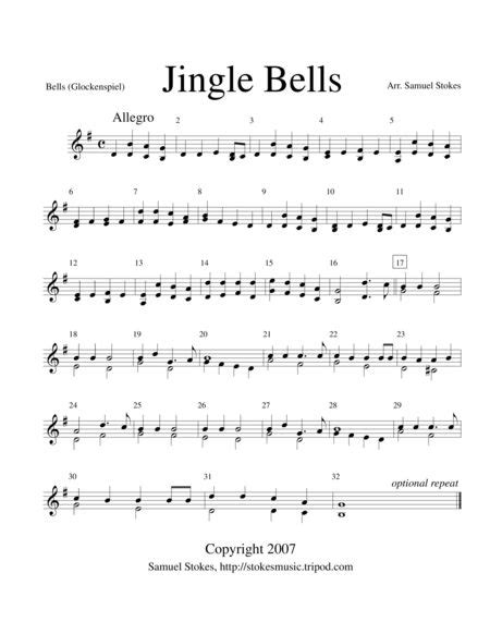 Jingle Bells For Solo Glockenspiel Bell Set Digital Sheet Music