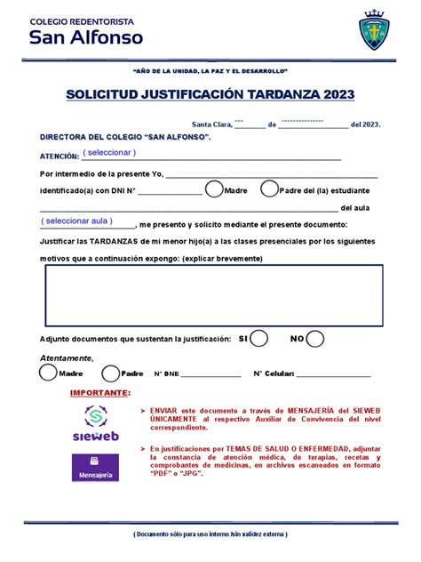Formato Solicitud Justificacion Tardanza Sa2023 Pdf