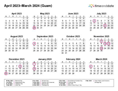 Printable Calendar 2023 For Guam Pdf