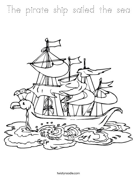 Add an x to its hat, shirt, and eyes. The pirate ship sailed the sea Coloring Page - Tracing ...