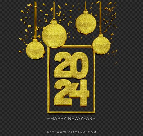 Hd 2024 Gold Glitter Luxury Happy New Year Png Citypng