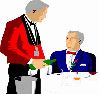 Waiter Customer Clipart Restaurant Illustration Pouring Drink