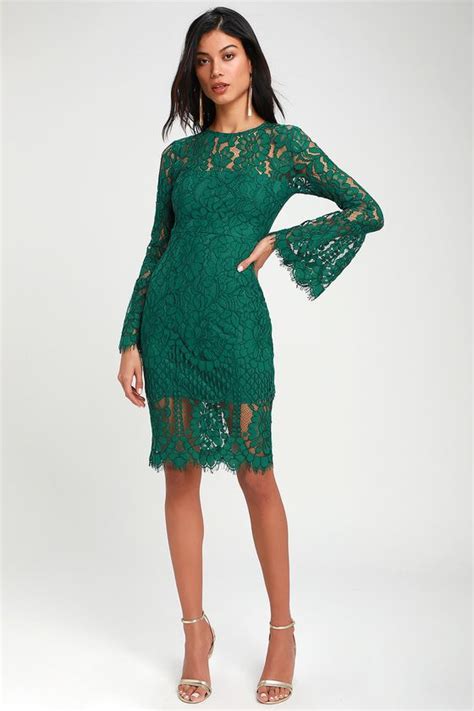 Ad Enrapturing Elegance Green Lace Long Sleeve Midi Dress Lulus Chic Lace Dress Green