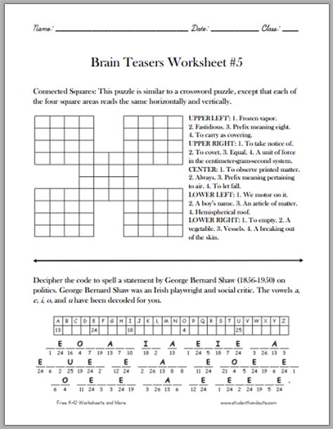 Brain Teasers For Kids Worksheet 5 Free To Print Pdf