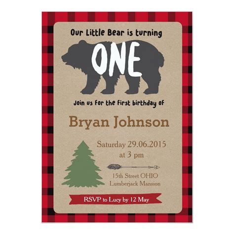 Lumberjack Boy First Birthday Invitation | Boy first birthday, First birthday invitations, First 