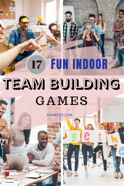 A Group Of People Standing Around A Table In Front Of A Wall With The Words Fun Indoor Team