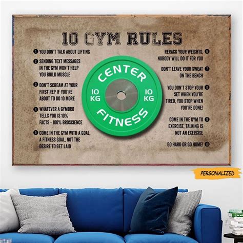 10 Gym Rules Fitness Personalized Custom Poster Canvas T Etsy