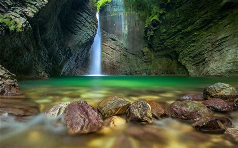 Wallpaper Waterfall Cave Earth Forest 4k Nature Wallpaperbacknet