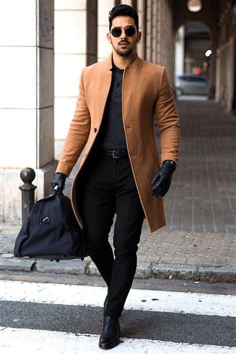 Men Trench Coat Brown Double Breasted Style Slim Fit Party Etsy Long Coat Men Mens Winter