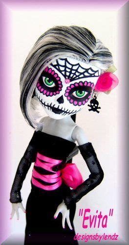 Ooak Monster High Doll Repaint Sugar Skull Evita By Designs By