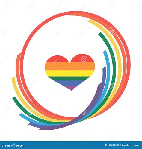 Lgbt Heart Logo In Rainbow Circle Isolated On White Background Vector Illustration Lgbt Symbol